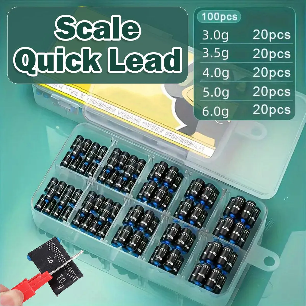 100pcs Graduated Soft Core Fishing Lead Sinkers Quick Drop Weights Tackle Set