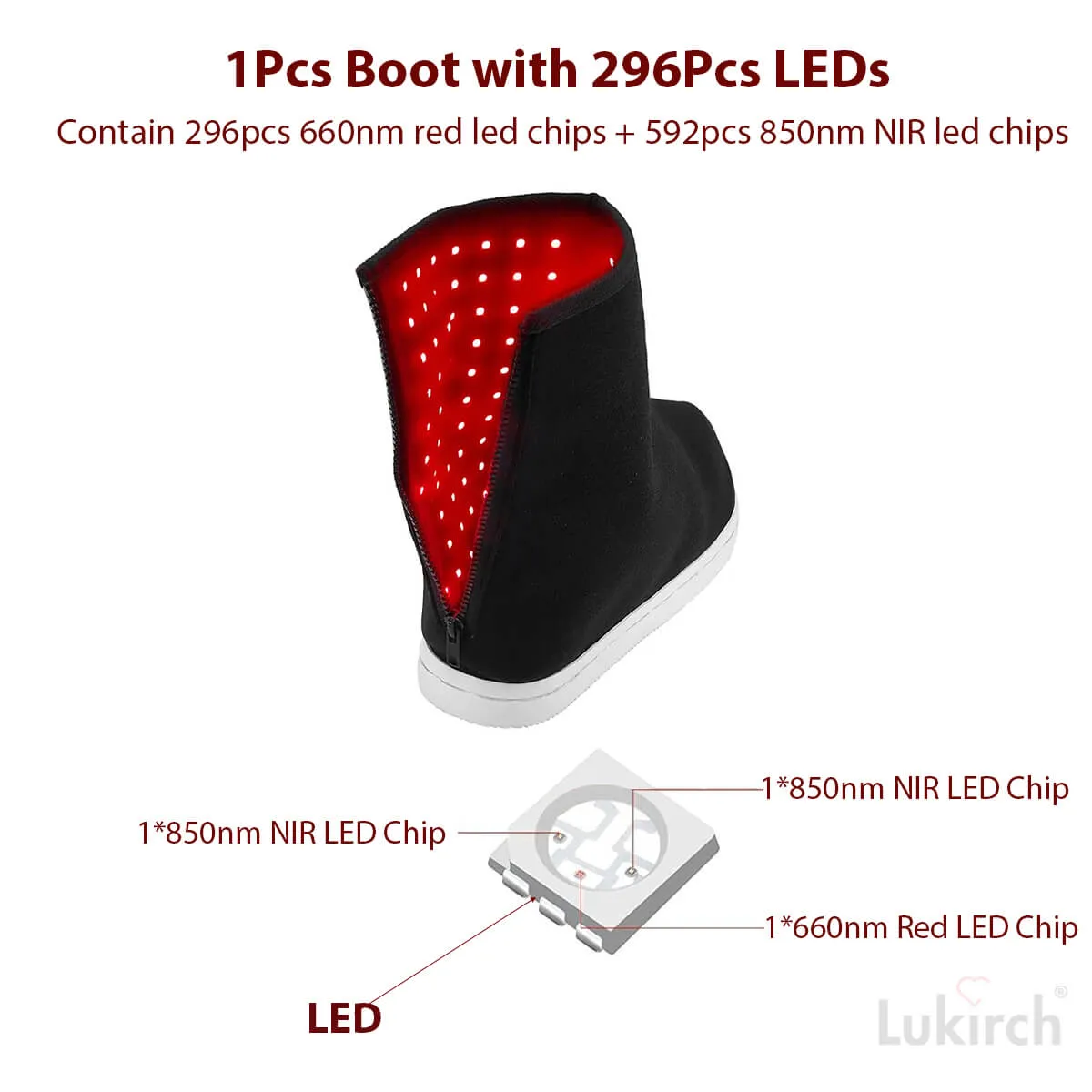 2023 Lukirch® Medical Grade Red & Infrared Light Therapy Boot Shoe 660nm, 850nm