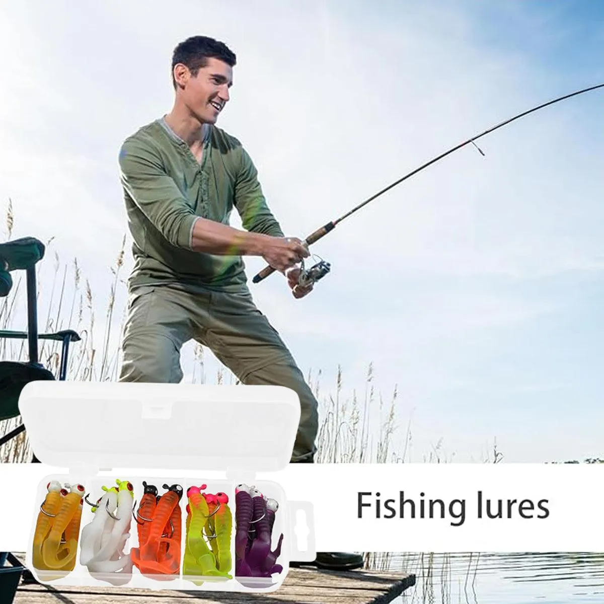 20PCS Soft Fishing Lures Bionic Worm Artificial Bait for Bass Trout Freshwater
