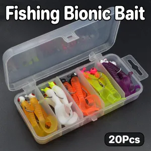 20PCS Soft Fishing Lures Bionic Worm Artificial Bait for Bass Trout Freshwater