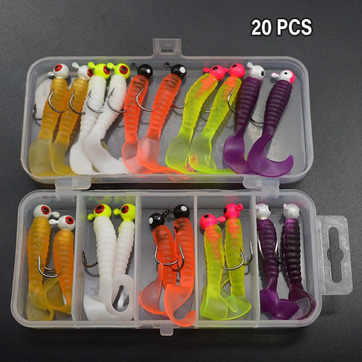20PCS Soft Fishing Lures Bionic Worm Artificial Bait for Bass Trout Freshwater
