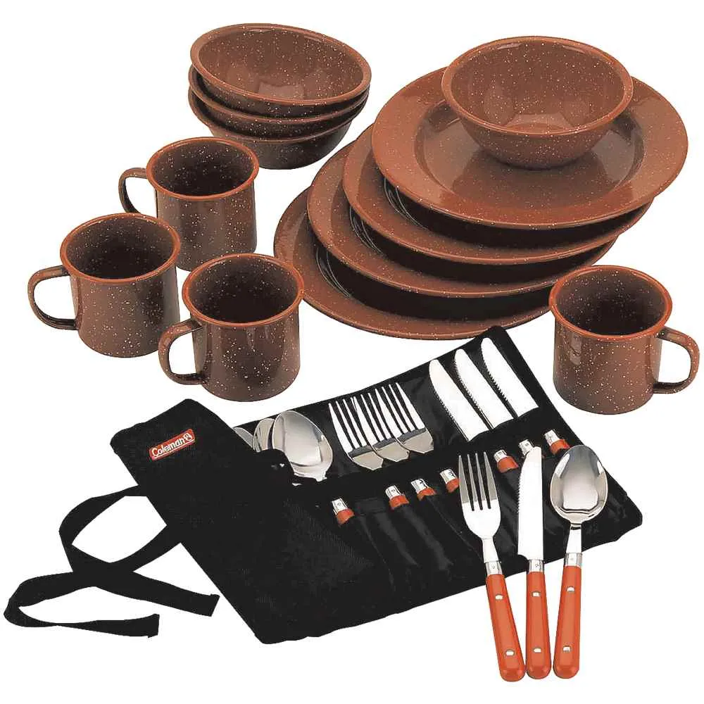 24-Piece Speckled Enamelware Cook Set - Red
