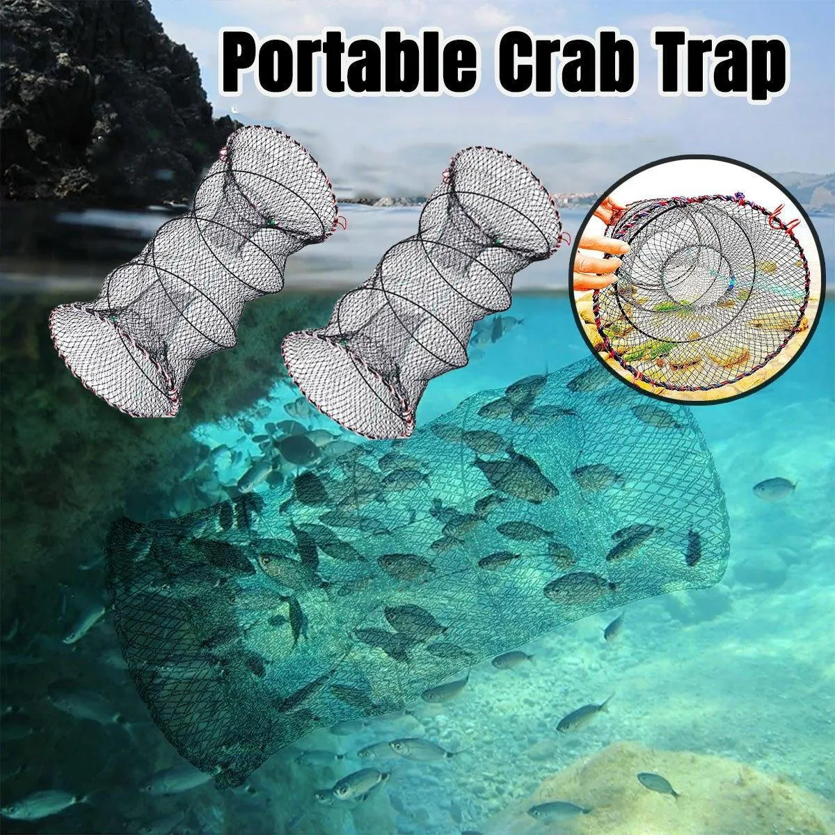 2PCS Shrimp Crab Lobster Fishing Net Fish Trap Cage for Carp Crucian Breeding