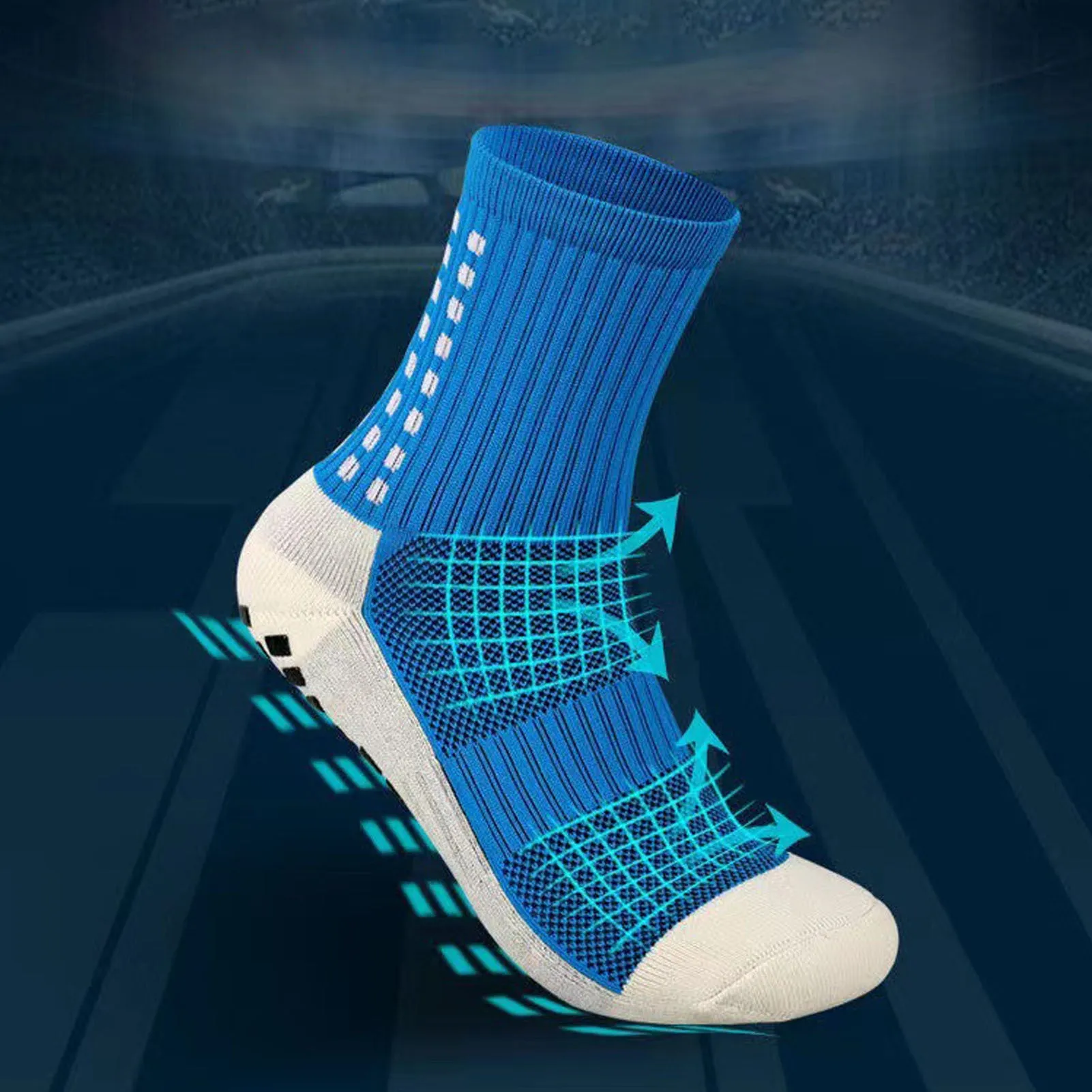 3 Pairs Football Socks Basketball Sports Socks Slip Resistant Middle Tube Training Running Socks Black White Dark Blue