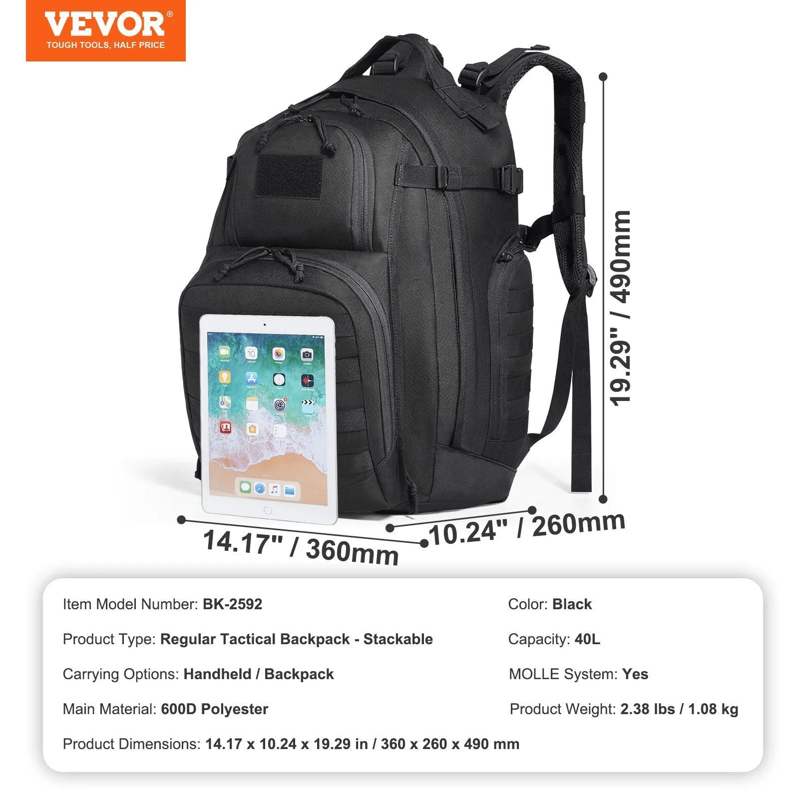 40L Tactical Travel Backpack