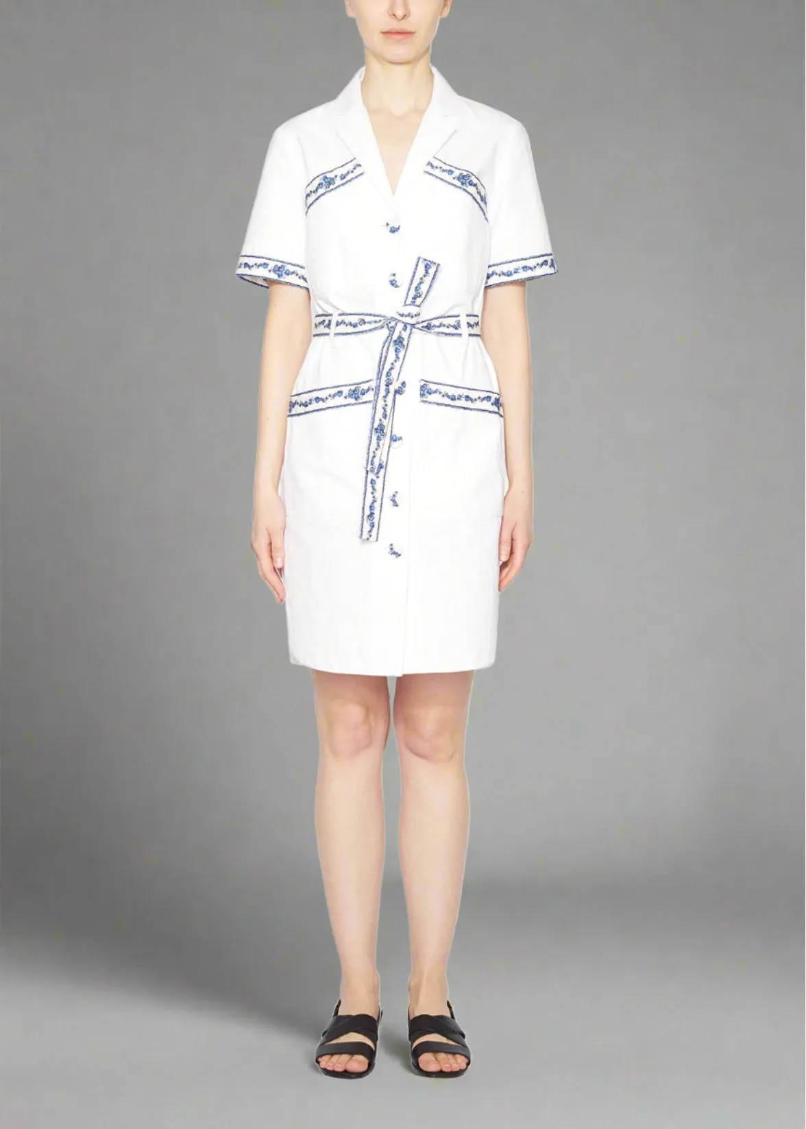 Adam Lippes Patch Pocket Dress In Printed Twill