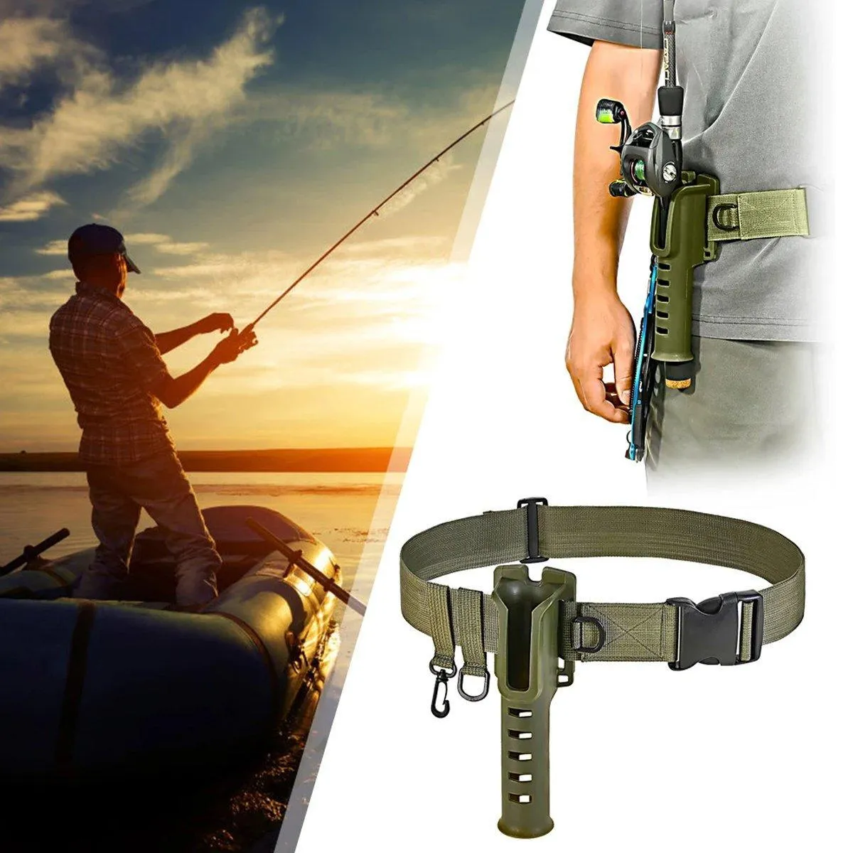 Adjustable Fishing Rod Holder Belt Portable Waist Strap Fishing Gear Rod Storage