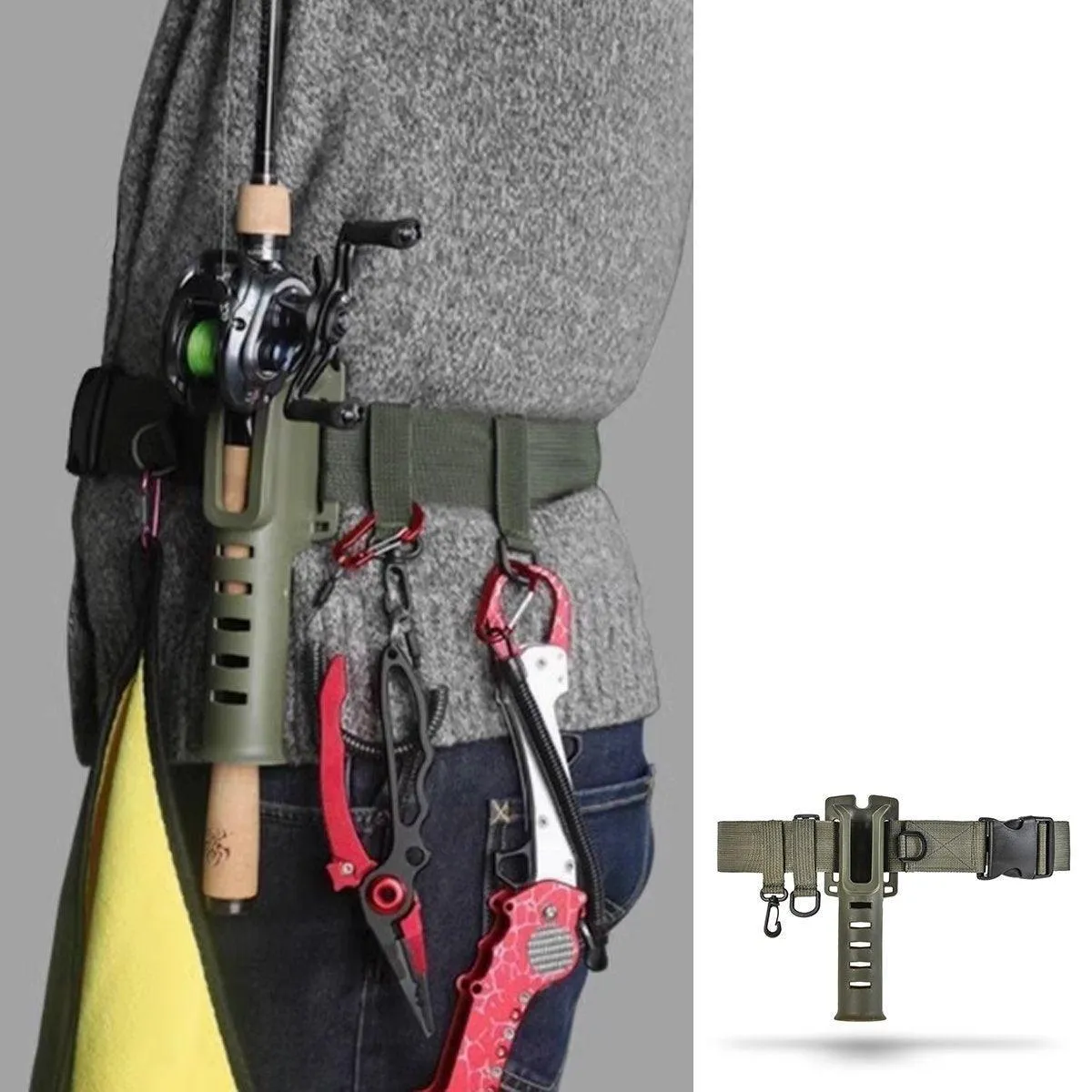 Adjustable Fishing Rod Holder Belt Portable Waist Strap Fishing Gear Rod Storage