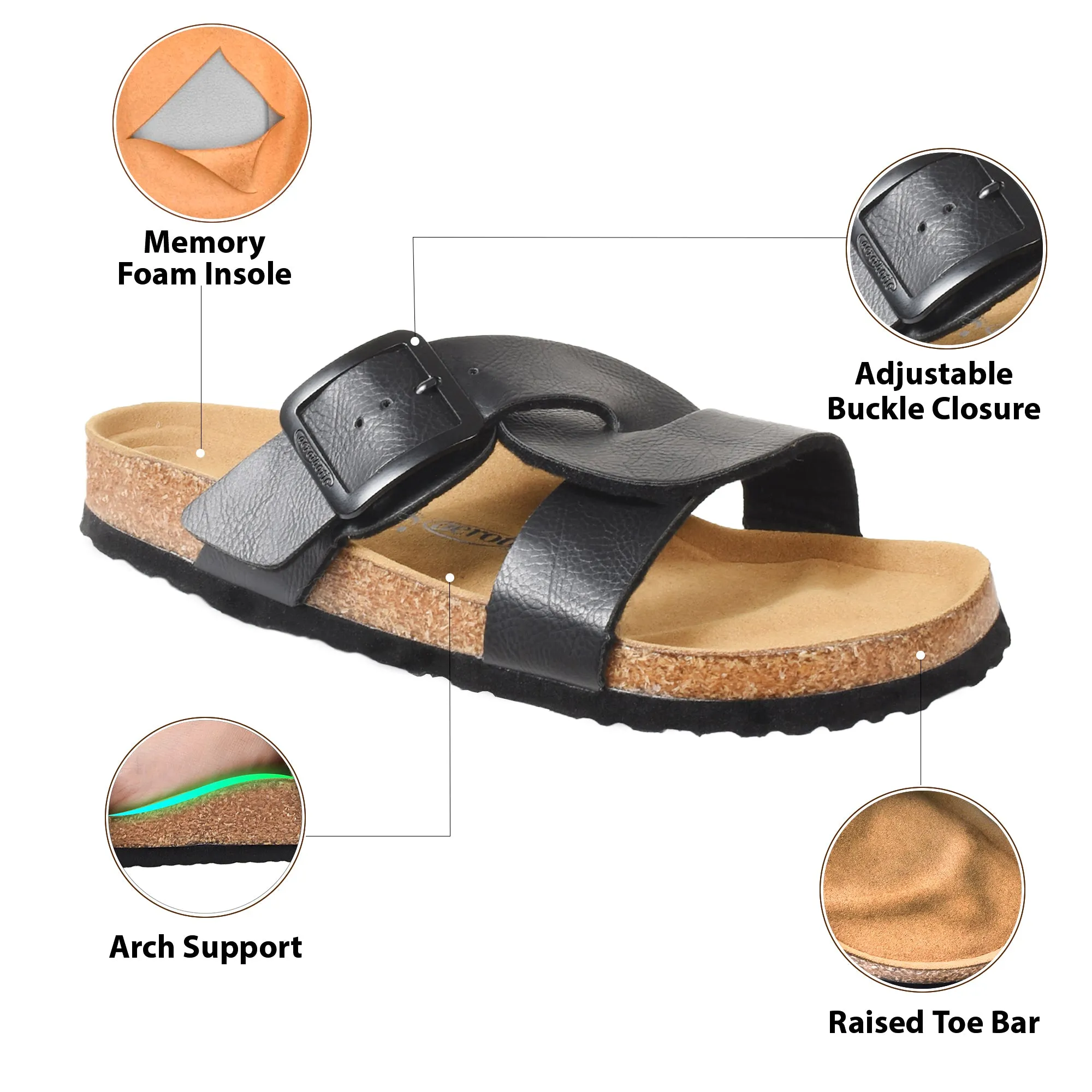 Aerothotic - Kai Cork Recovery Slides for Women Cross Strappy Slip-on Casual