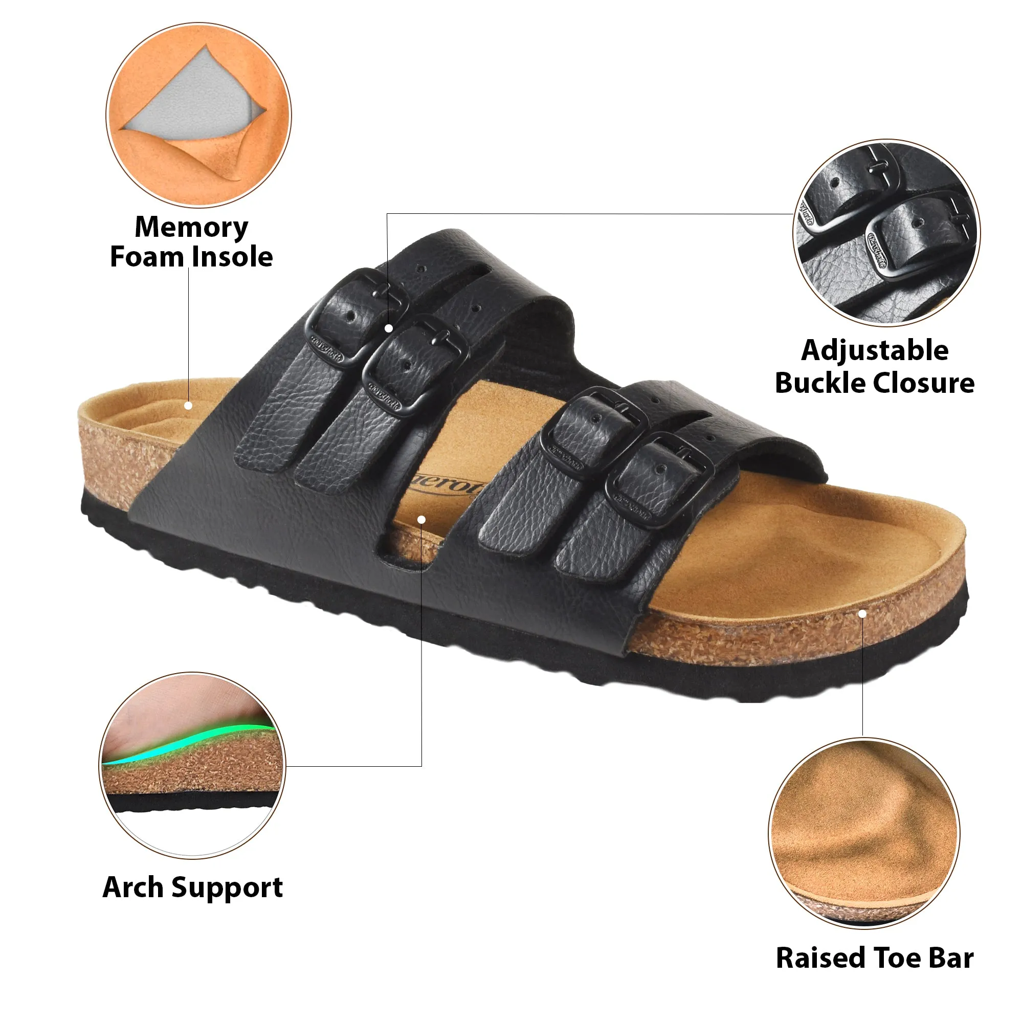 Aerothotic- Willow Footbed Double Straps with Adjustable Buckle Slip on For Women