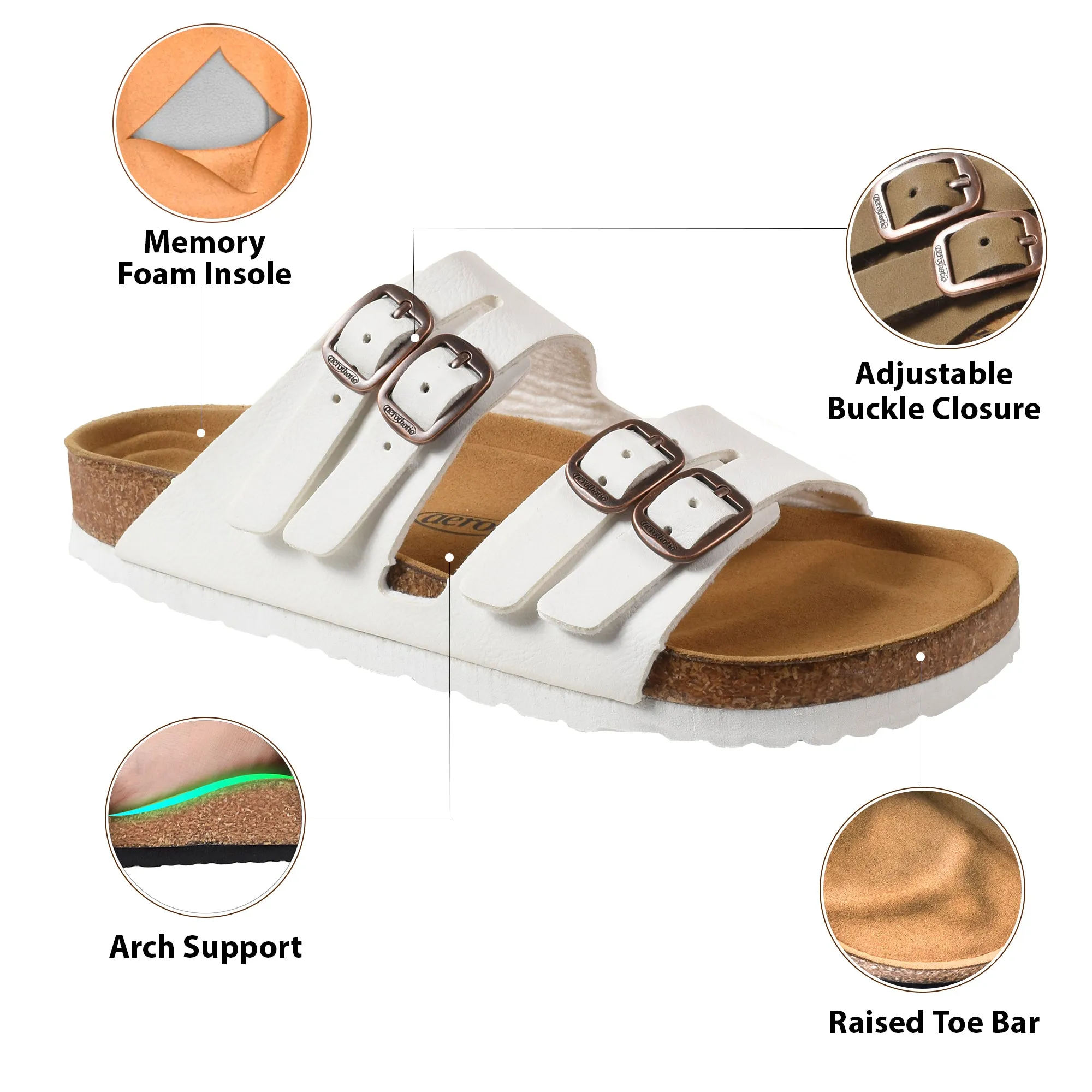 Aerothotic- Willow Footbed Double Straps with Adjustable Buckle Slip on For Women