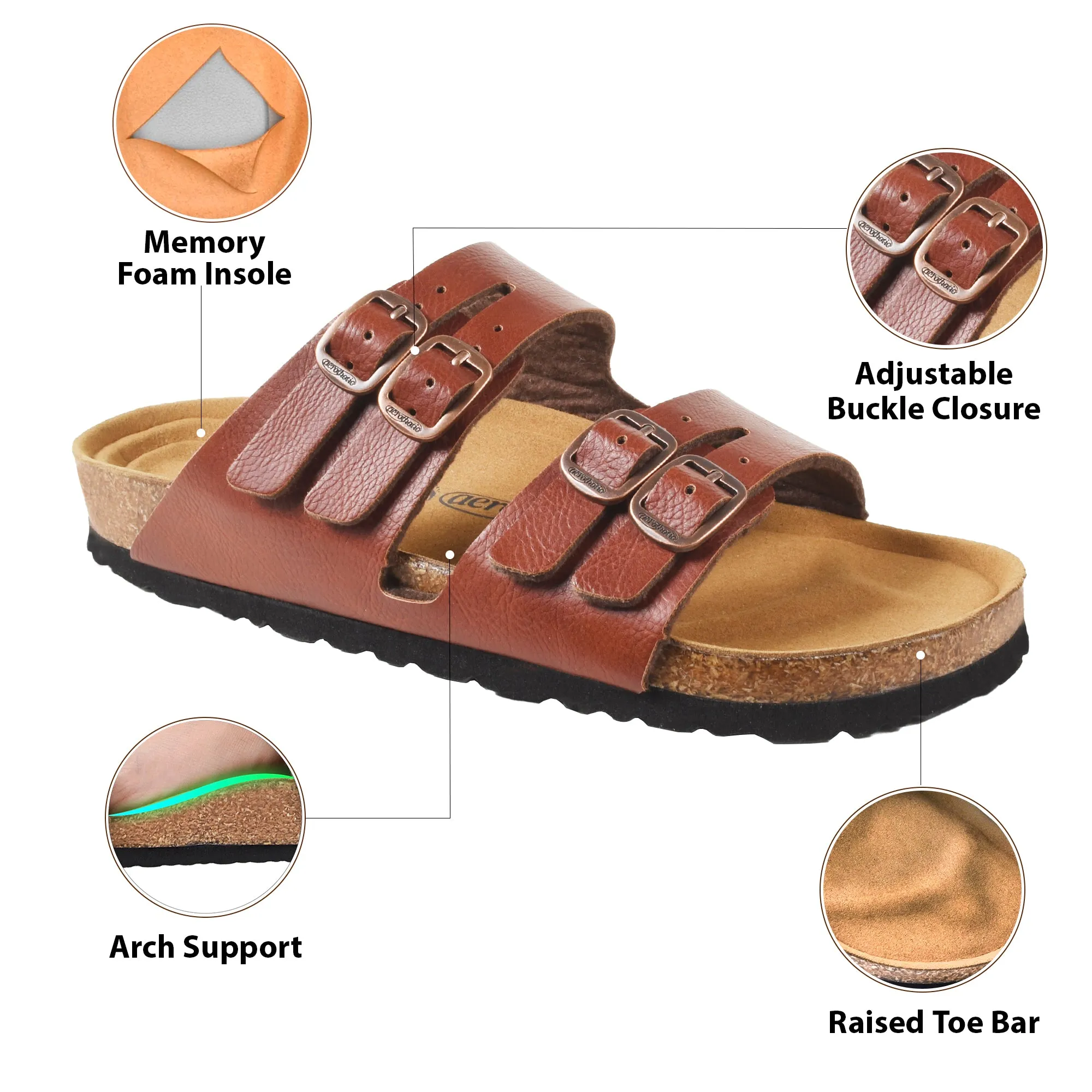 Aerothotic- Willow Footbed Double Straps with Adjustable Buckle Slip on For Women