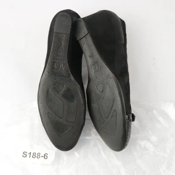 AGL Womens Pump Size 38.5 8.5 Black Leather Cap Toe Dress Shoe Italy Dress Shoe