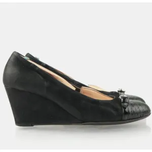 AGL Womens Pump Size 38.5 8.5 Black Leather Cap Toe Dress Shoe Italy Dress Shoe