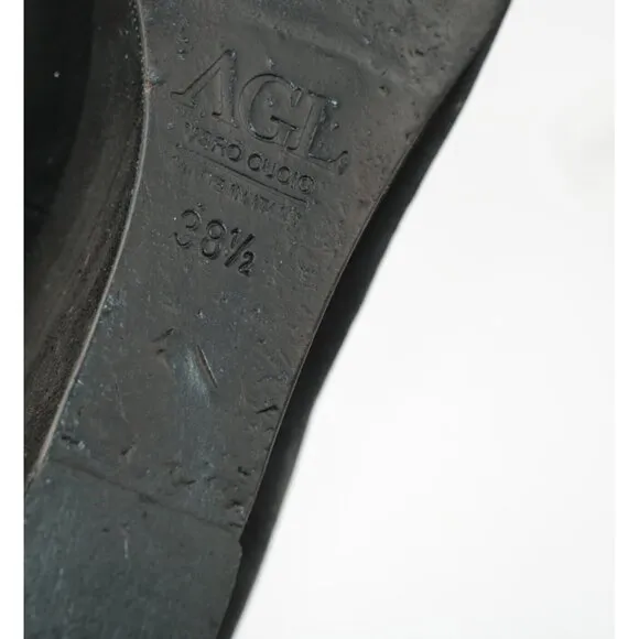 AGL Womens Pump Size 38.5 8.5 Black Leather Cap Toe Dress Shoe Italy Dress Shoe