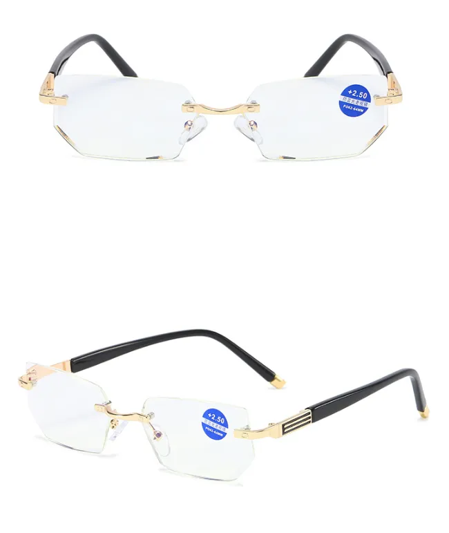 ANTI-BLUE LIGHT RIMLESS CUT EDGE METAL PRESBYOPIA GLASSES