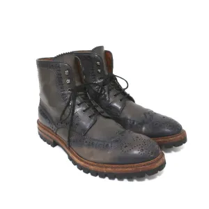 ANTONIO MAURIZI Olimpiadi St. Moritz Montagna Depositato Wingtip Boots Gray Leather Size 42