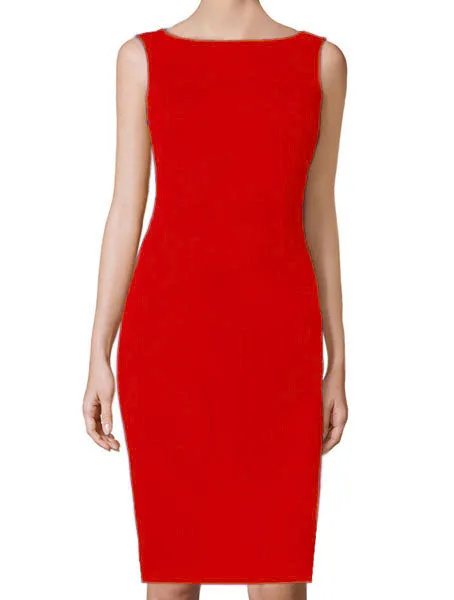 Aspen Orange Boat Neckline Sheath Dress