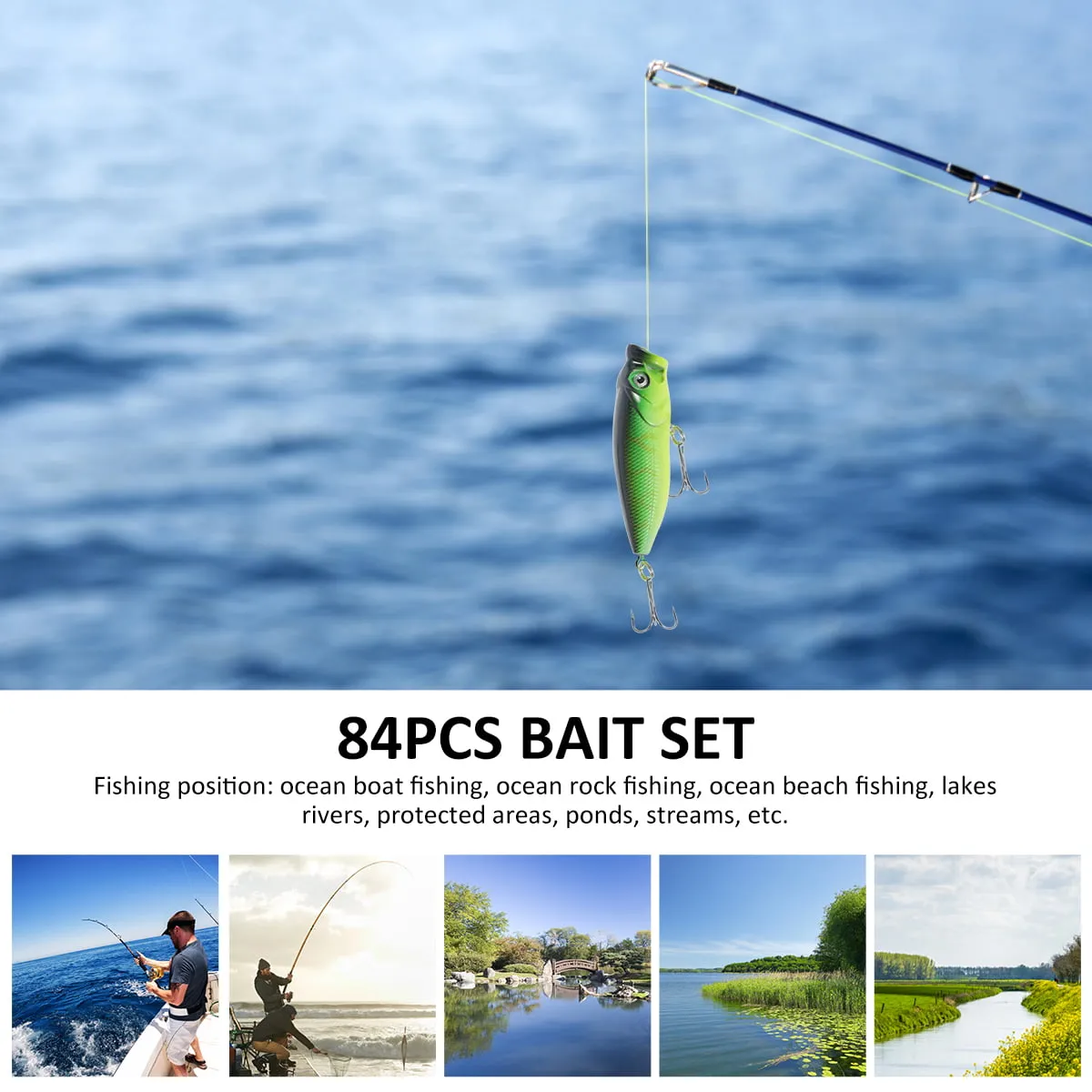 Atopoler Fishing Lure Kit Hard Lure Baits Set Metal Life-Like 3D Fishing Lures,84Pcs