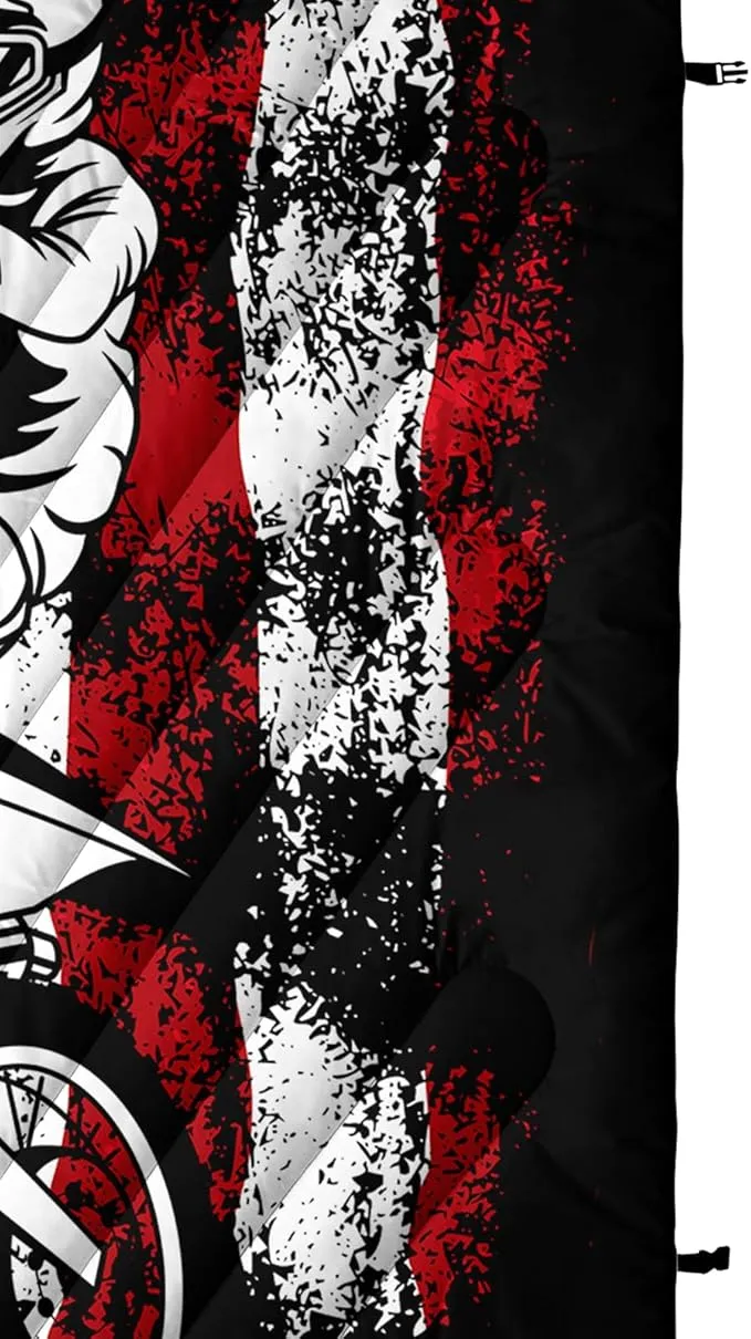 Axolotl Dirt Bike Camping Blanket,American Flag Puffy Printed Blanket,Motocross Racer Packable Outdoor Blanket,White Red Stars Stripes USA Flag Lightweight Backpacking for Camping,Picnic,Hiking,Beach