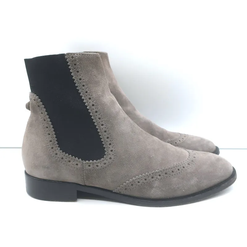 Balenciaga Wingtip Chelsea Boots Gray Suede Size 39.5 Flat Ankle Boots