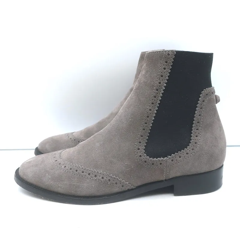 Balenciaga Wingtip Chelsea Boots Gray Suede Size 39.5 Flat Ankle Boots