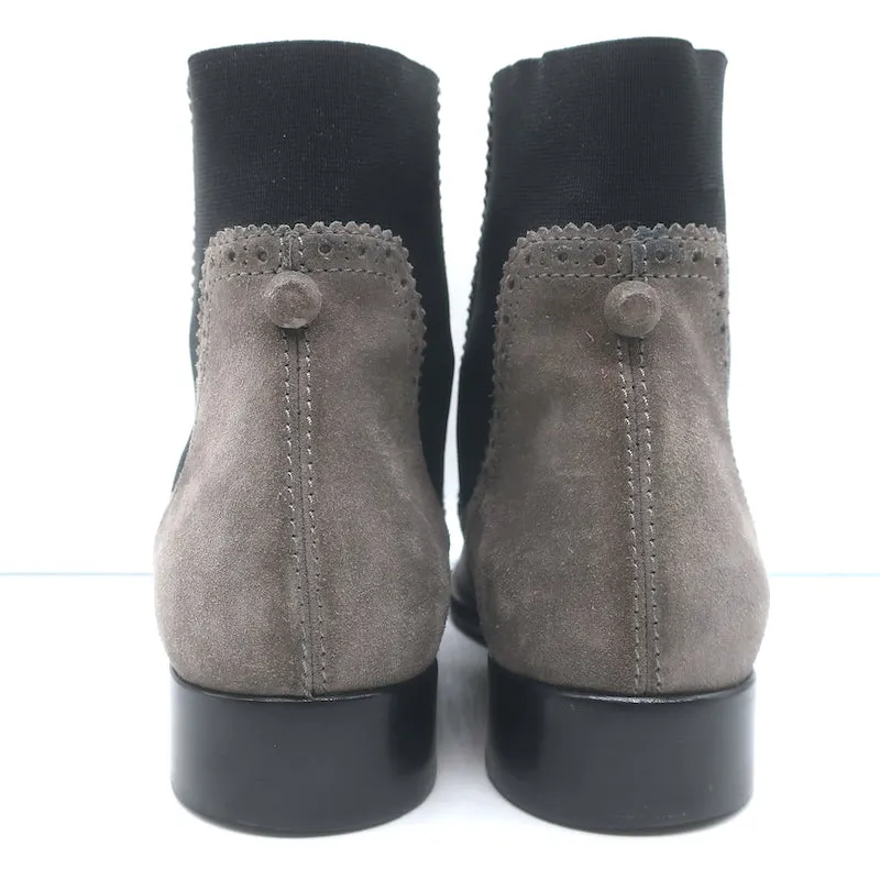 Balenciaga Wingtip Chelsea Boots Gray Suede Size 39.5 Flat Ankle Boots
