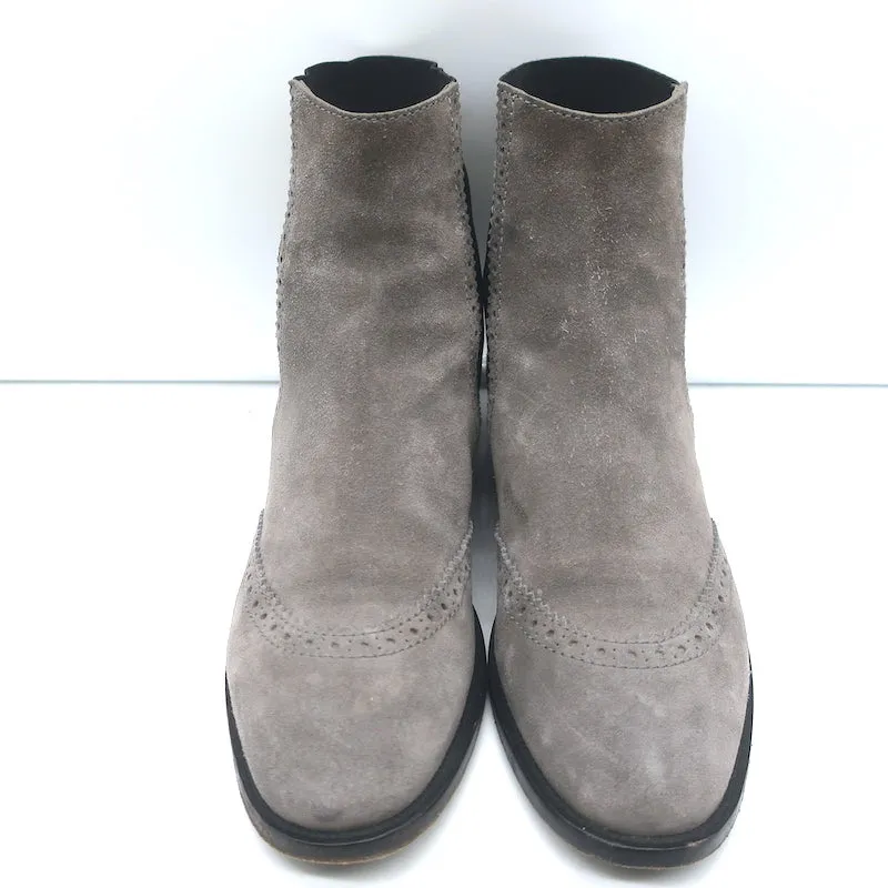 Balenciaga Wingtip Chelsea Boots Gray Suede Size 39.5 Flat Ankle Boots