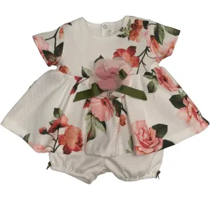 BARCELLINO - Flower Two Piece Dress Set - Cream