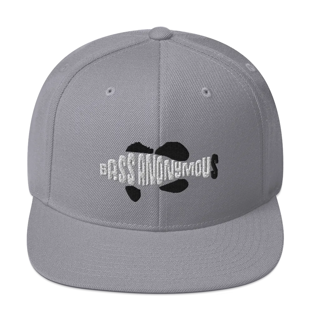 Bass Anonymous Snapback Hat Swim Logo White/Black fins and tails