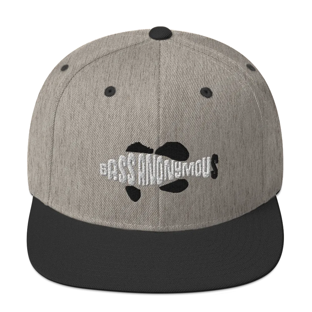 Bass Anonymous Snapback Hat Swim Logo White/Black fins and tails