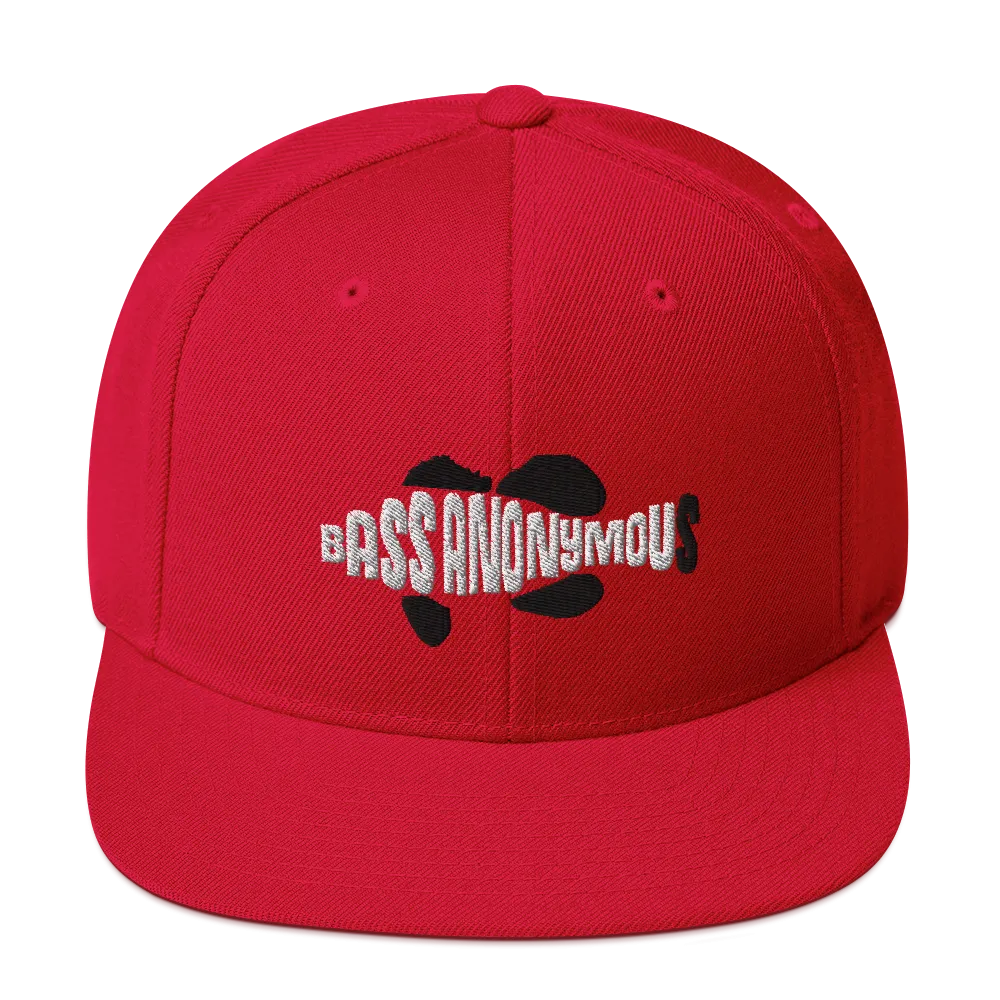 Bass Anonymous Snapback Hat Swim Logo White/Black fins and tails