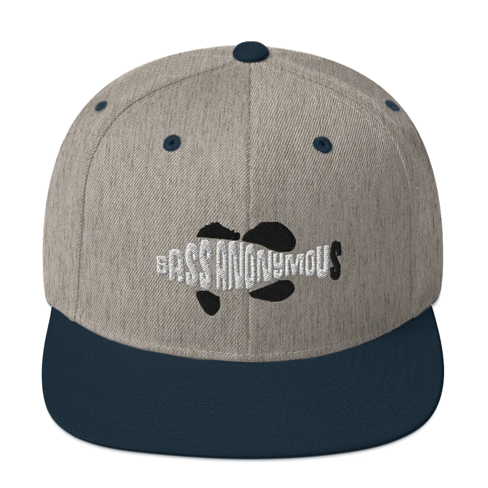 Bass Anonymous Snapback Hat Swim Logo White/Black fins and tails