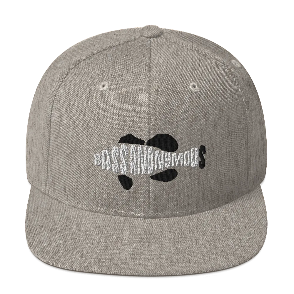 Bass Anonymous Snapback Hat Swim Logo White/Black fins and tails