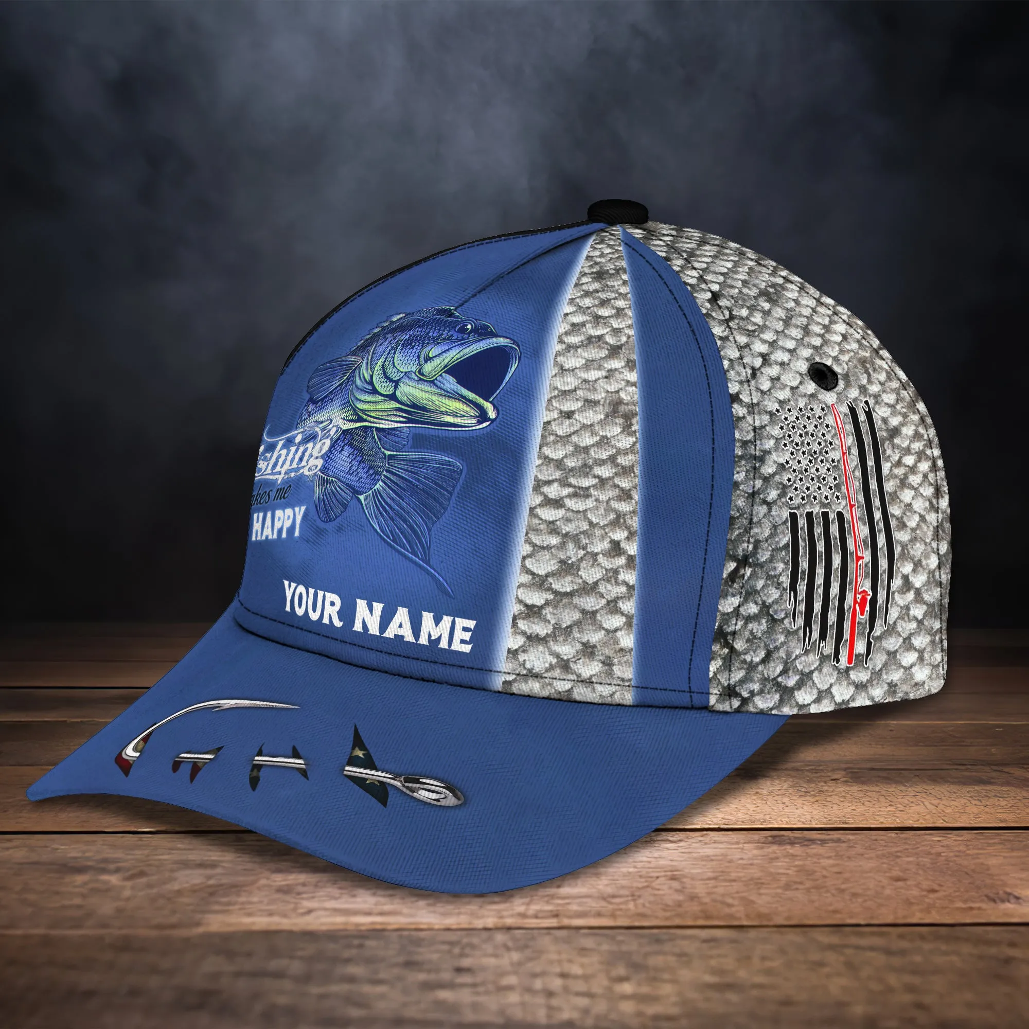Bass Fishing 02- Personalize Name Cap  - tt99-173