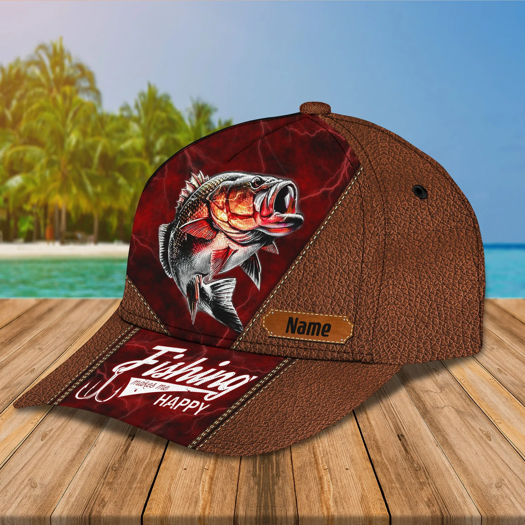 Bass Fishing- Personalize Name Cap  - Loop - Ntp-254