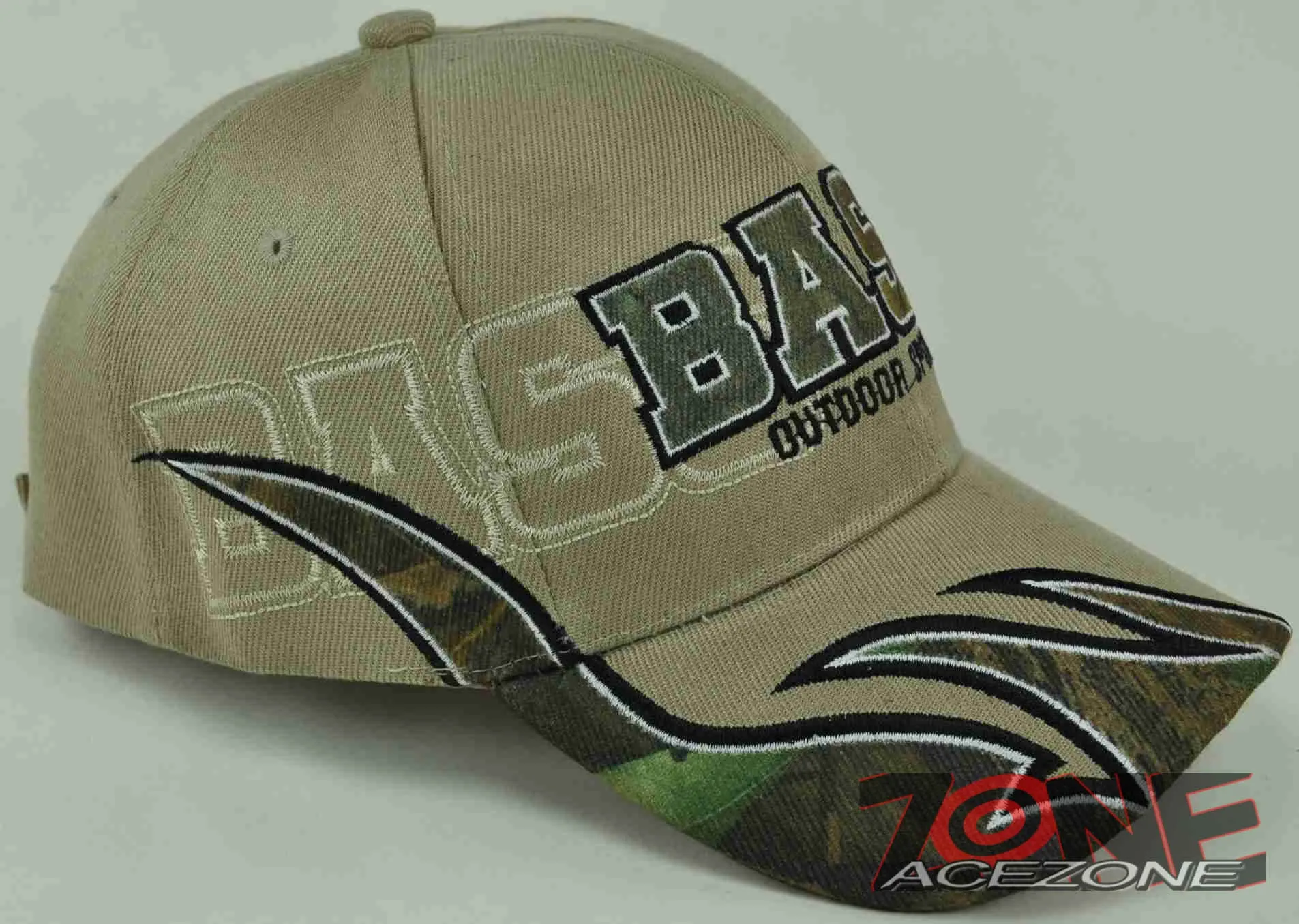 BASS OUTDOOR SPORTS FISHING FLAME CAP HAT TAN