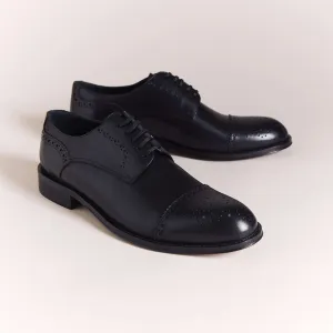 Black Cap-Toe Brogue Derbys