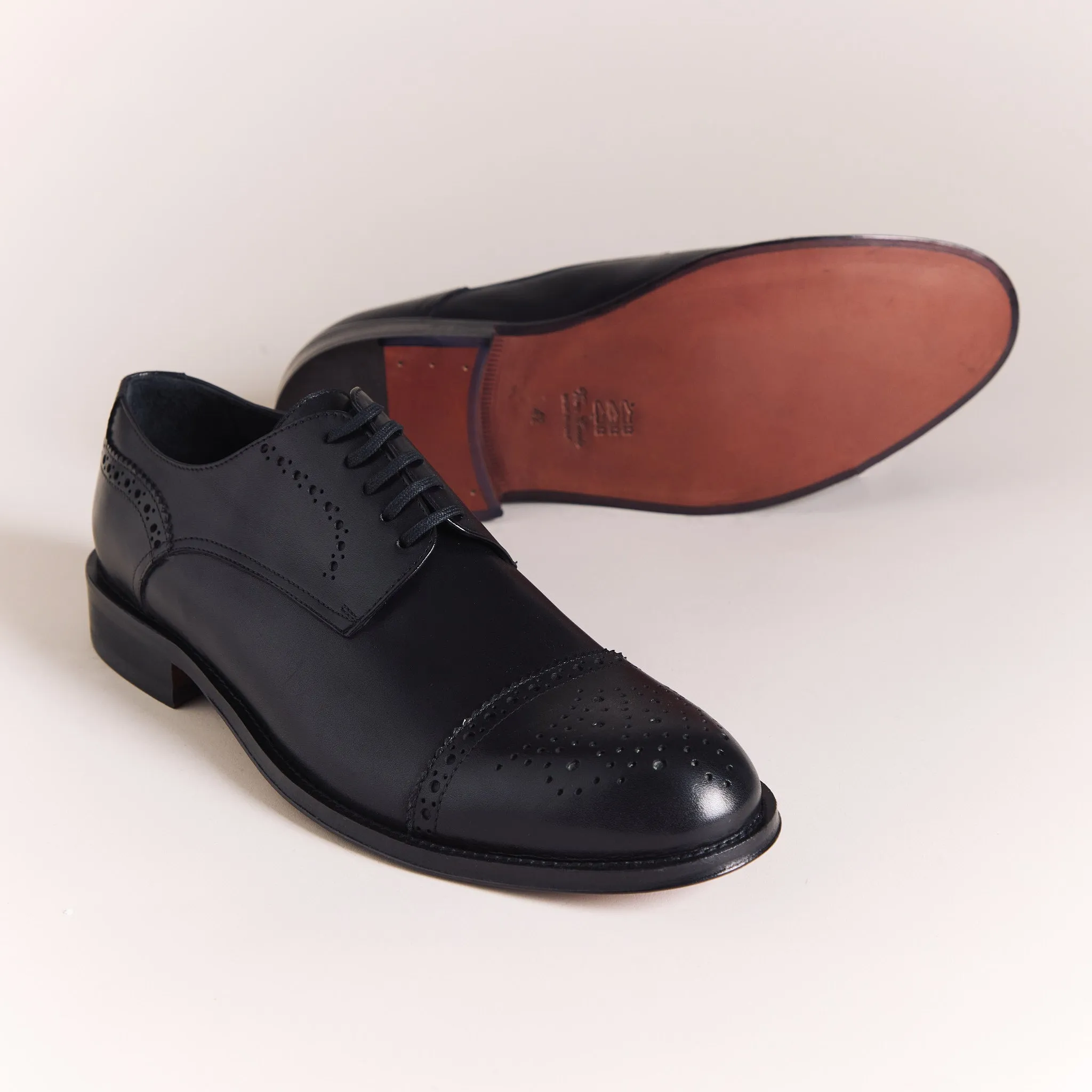 Black Cap-Toe Brogue Derbys