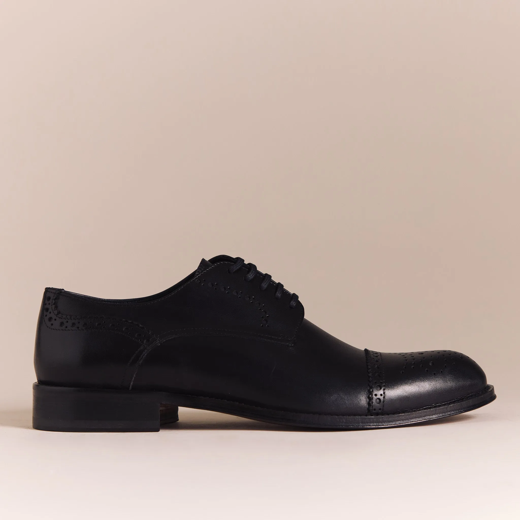 Black Cap-Toe Brogue Derbys