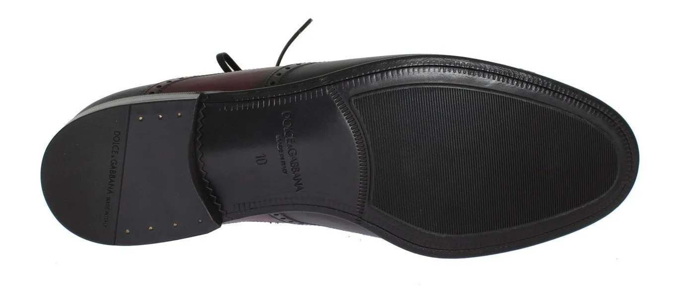 Black Gray Leather Wingtip Shoes
