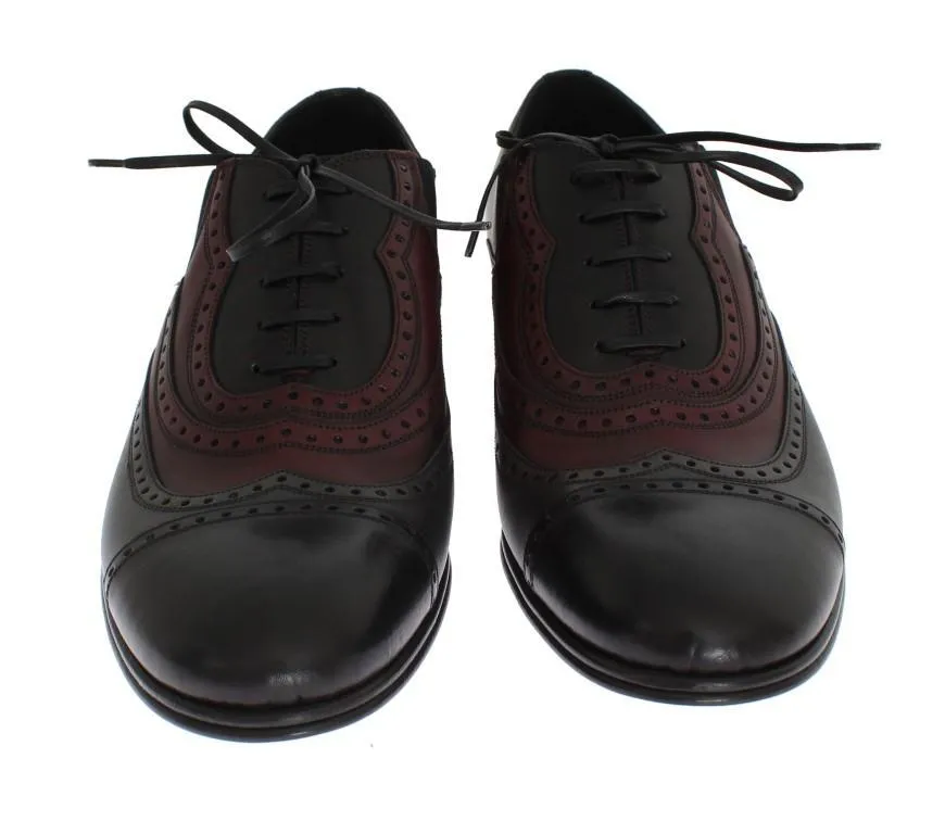 Black Gray Leather Wingtip Shoes