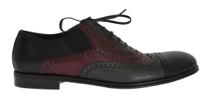 Black Gray Leather Wingtip Shoes