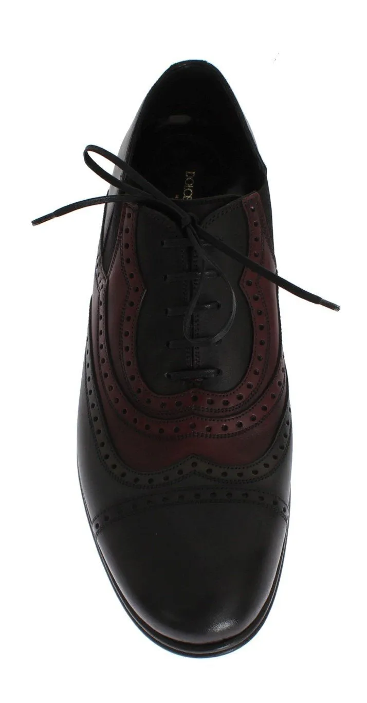 Black Gray Leather Wingtip Shoes