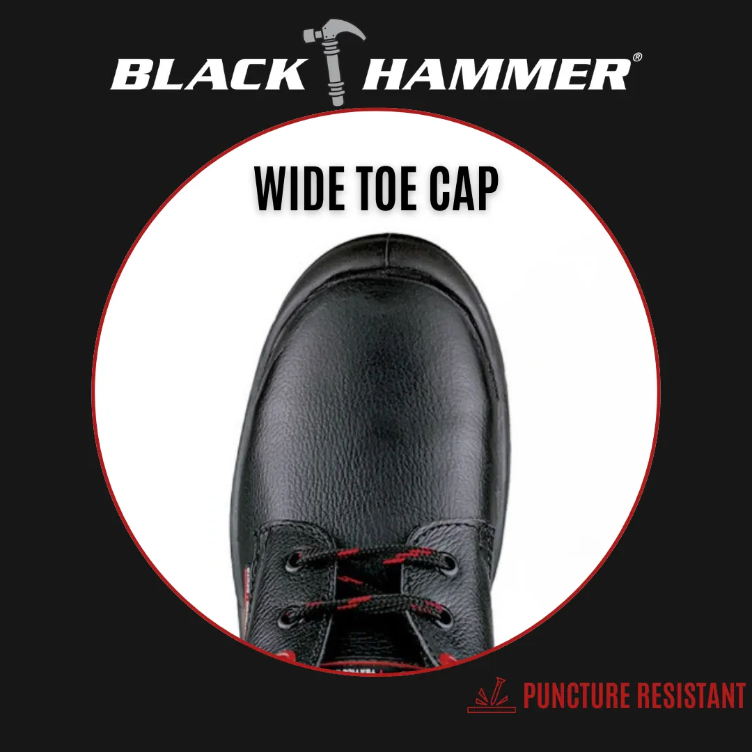 Black Hammer Men Low Cut with Shoelace Safety Shoe BH-1506-BI