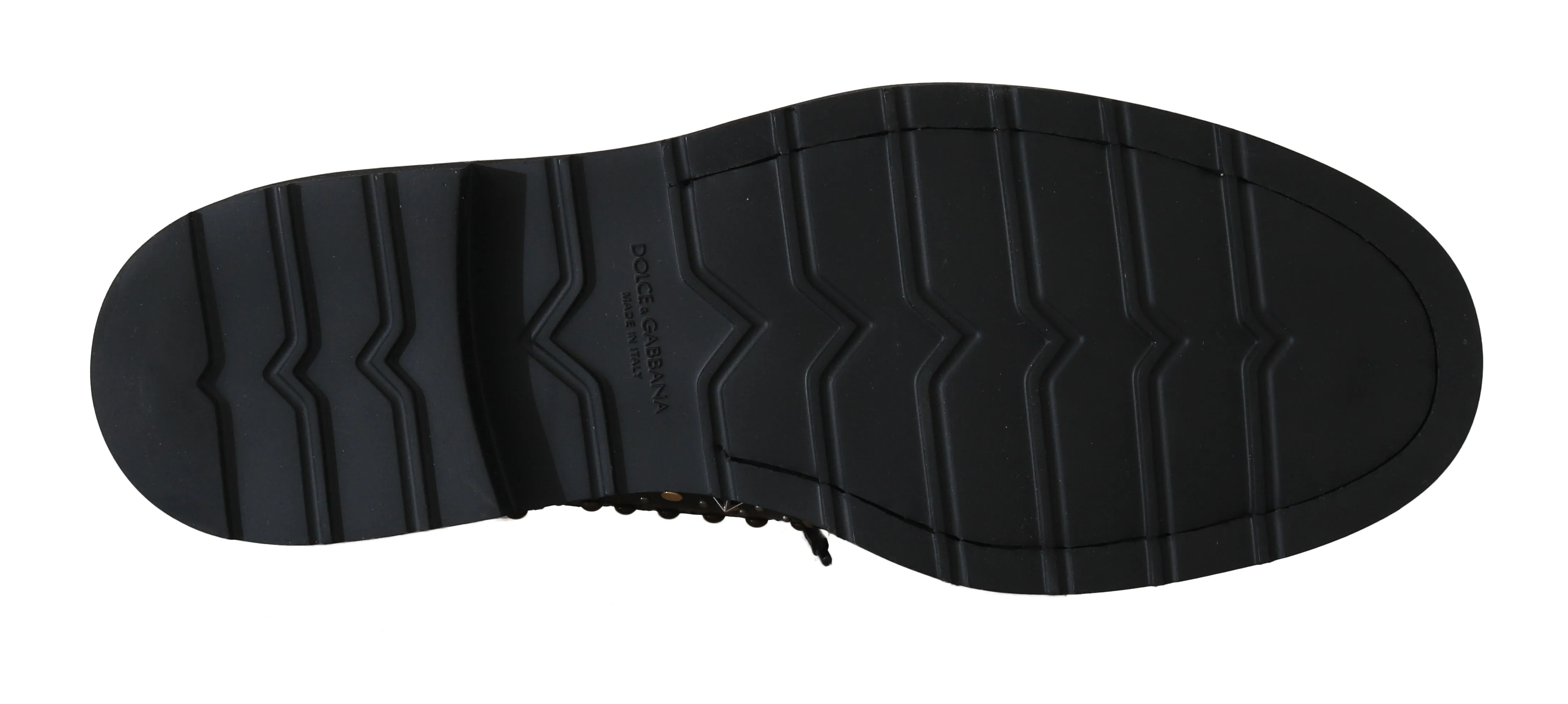 Black Leather Wingtip Derby Studded Shoes