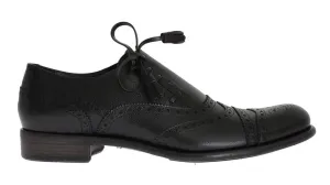 Black Leather Wingtip Oxford Shoes