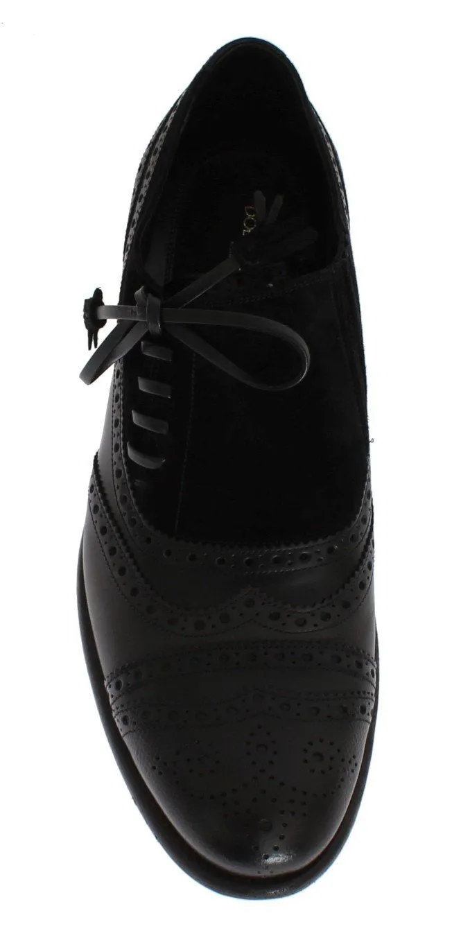 Black Leather Wingtip Oxford Shoes