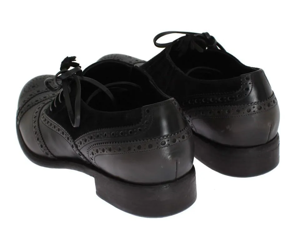 Black Leather Wingtip Oxford Shoes