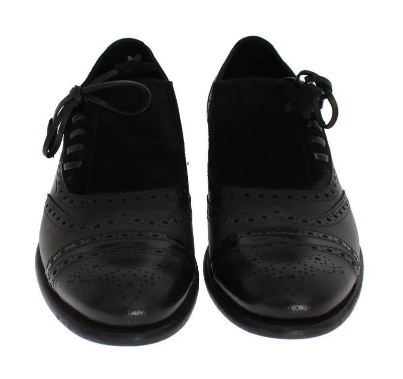 Black Leather Wingtip Oxford Shoes